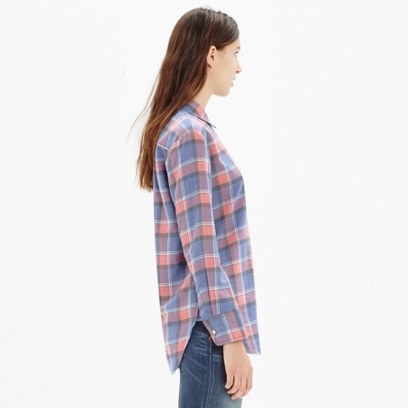 Madewell Rivet & Thread Harvey Plaid Popover Shirt Size Small Cotton Pink Blue S - Picture 14 of 14
